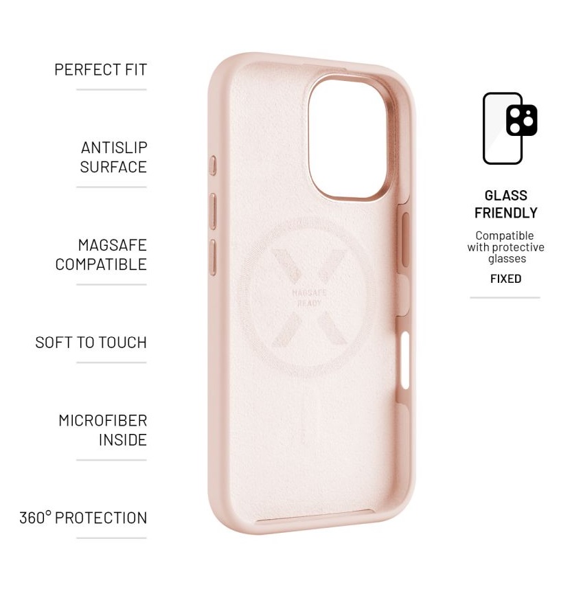 Obrázek Zadní kryt FIXED MagFlow s podporou MagSafe pro Apple iPhone 16, růžový