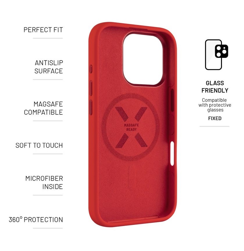 Obrázek Zadní kryt FIXED MagFlow s podporou MagSafe pro Apple iPhone 16 Pro, červený