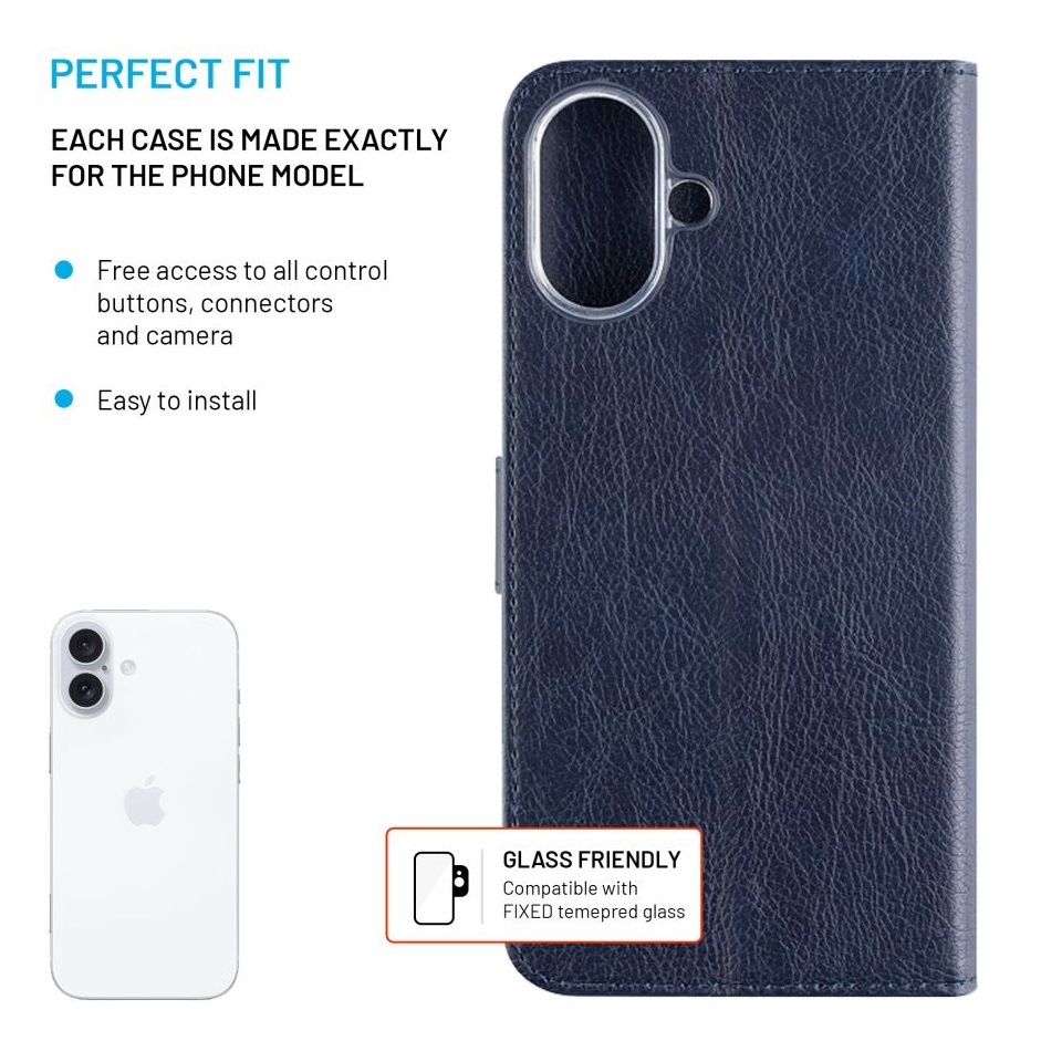 Obrázek Pouzdro typu kniha FIXED Opus pro Apple iPhone 16 Plus, modré