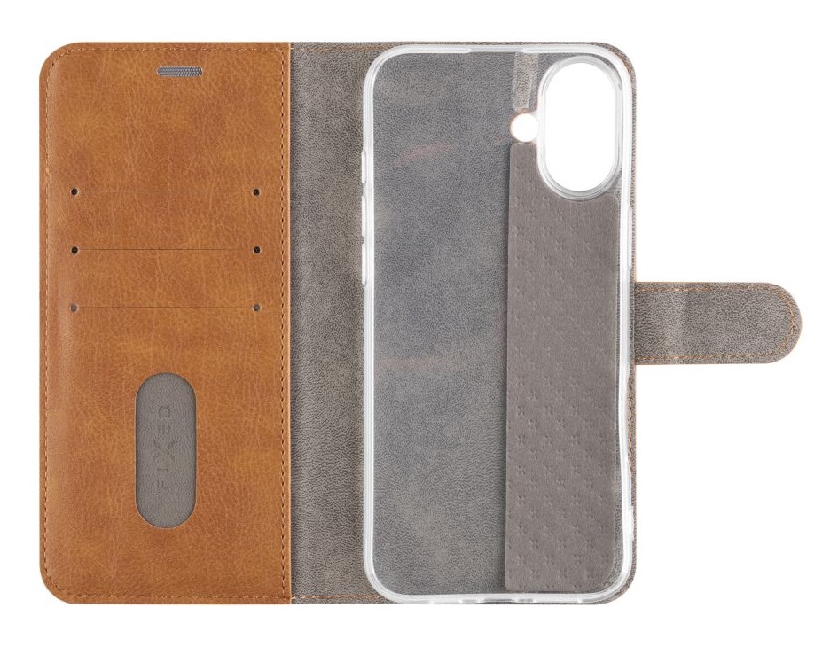 Obrázek Pouzdro typu kniha FIXED Opus pro Apple iPhone 16 Plus, hnědé