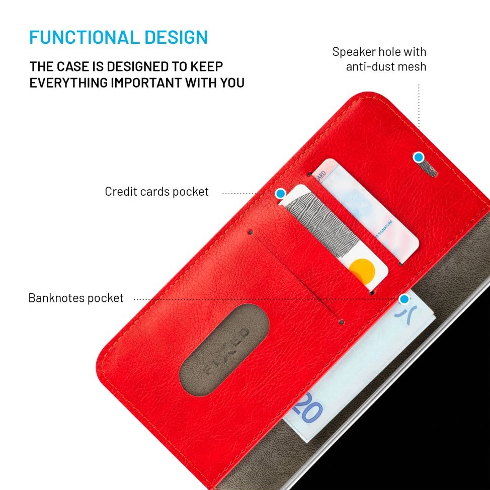 Obrázek Pouzdro typu kniha FIXED Opus pro Apple iPhone 16 Plus, červené