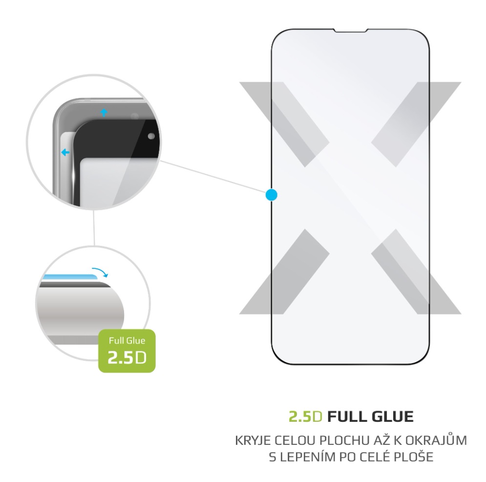 Obrázek Ochranné tvrzené sklo FIXED Full-Cover pro Apple iPhone 13 Mini, lepení přes celý displej, černé