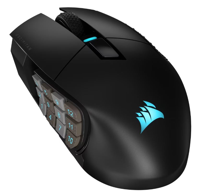 Corsair SCIMITAR ELITE/Herní/Optická/Pro praváky/26 000 DPI/Drátová+bezdrátová/Černá