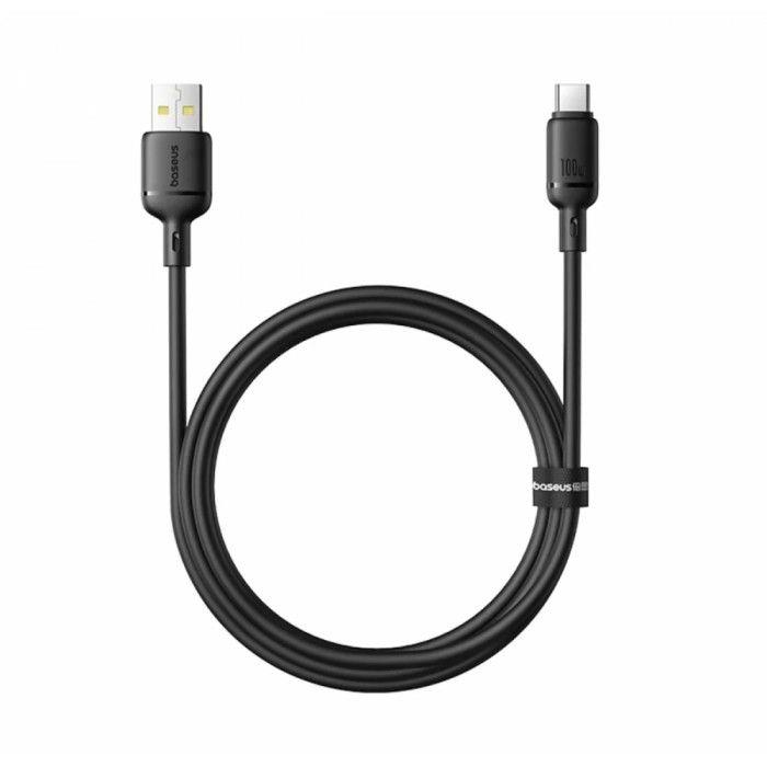 Obrázek Baseus Rychlonabíjecí kabel Silky USB/USB-C 1m 100W černý