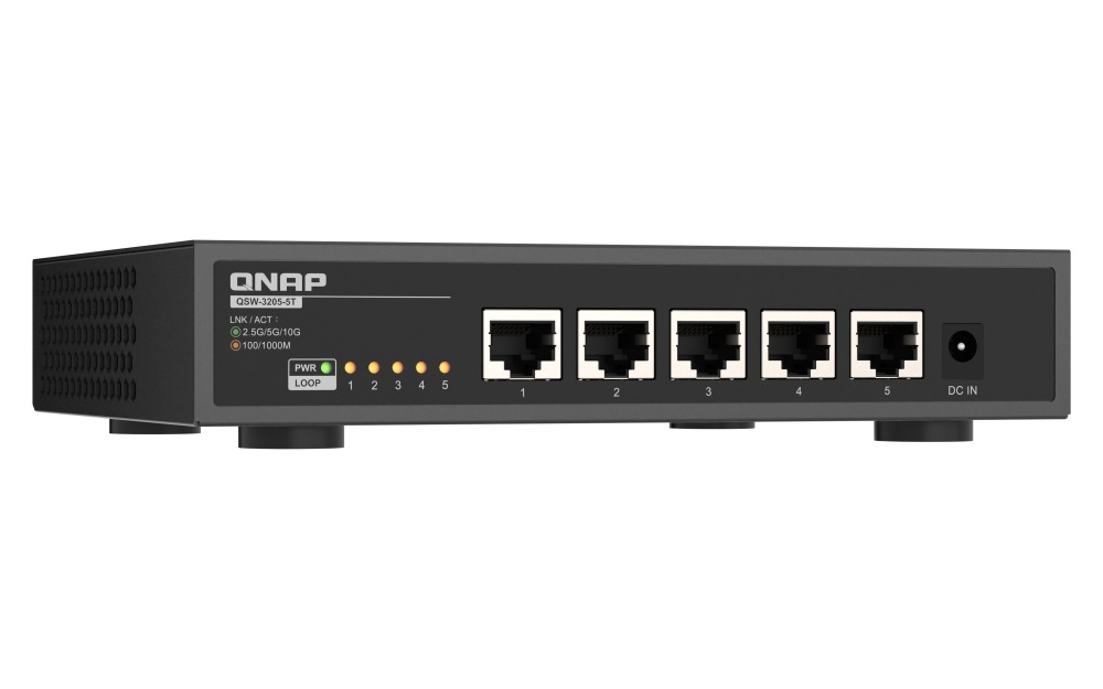 Obrázek QNAP switch QSW-3205-5T (5x 10GbE port, pasiv. chlazení, podpora 100M/ 1G/ 2,5G / 5G a 10G)