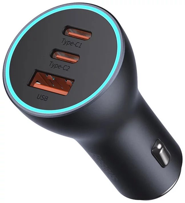 Obrázek Baseus CGJP010013 Nabíječka do Auta Triple Quick Charger USB/USB-C/USB-C 65W Dark Grey