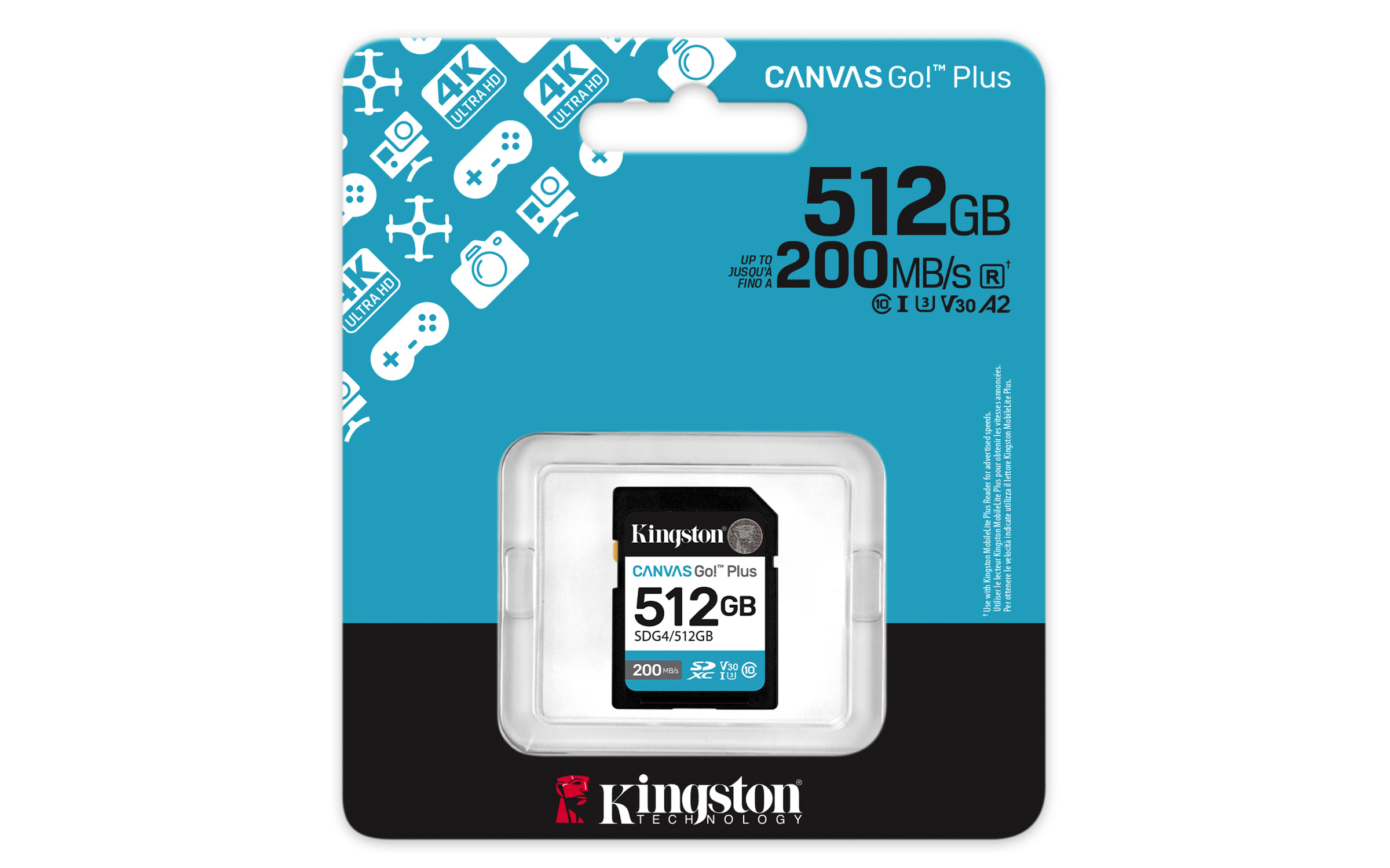 Obrázek Kingston Canvas Go Plus/SDXC/512GB/UHS-I U3 / Class 10