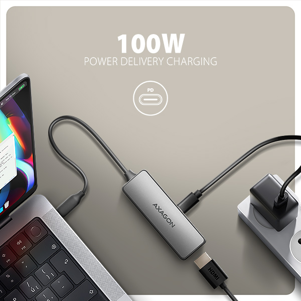 Obrázek AXAGON RVC-HI8KPD, USB-C -> HDMI 2.1 redukce / adaptér, 8K/60Hz, 4K/144Hz, HDR10+, PD100W
