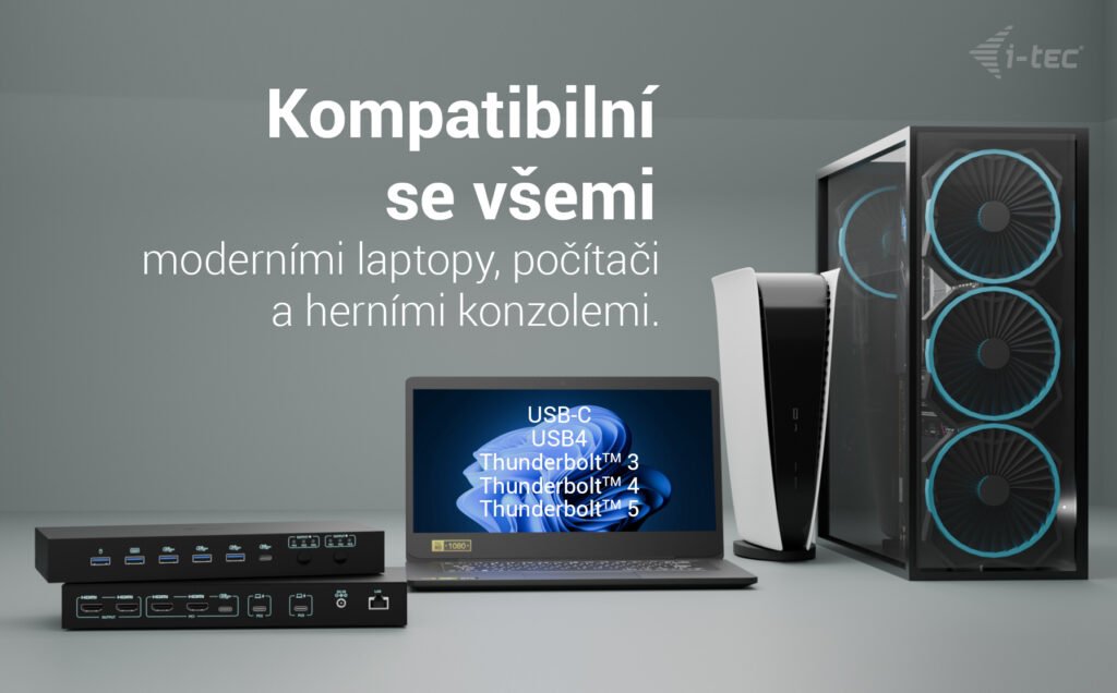 Obrázek i-tec USB-C KVM Docking station for 3 Hosts, Dual Display, 2x Power Delivery (1x 92W/2x 65W)