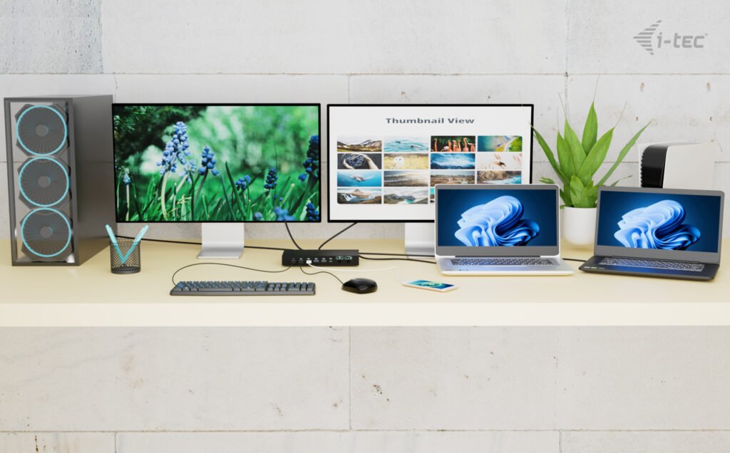 Obrázek i-tec USB-C KVM Docking station for 3 Hosts, Dual Display, 2x Power Delivery (1x 92W/2x 65W)