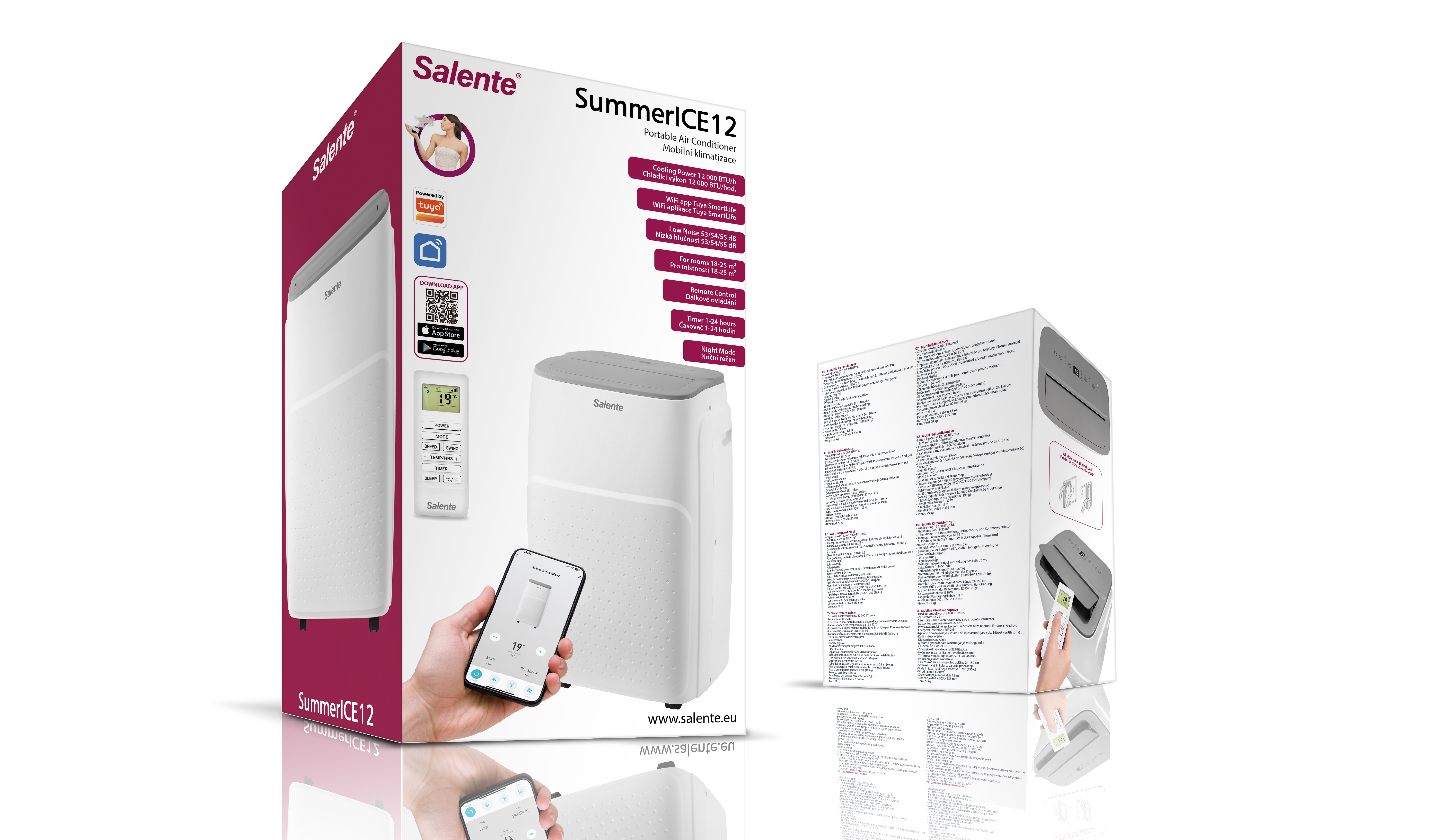 Obrázek Salente SummerICE12, chytrá mobilní klimatizace, 12000 BTU, WiFi+Bluetooth, dálk. ovl.