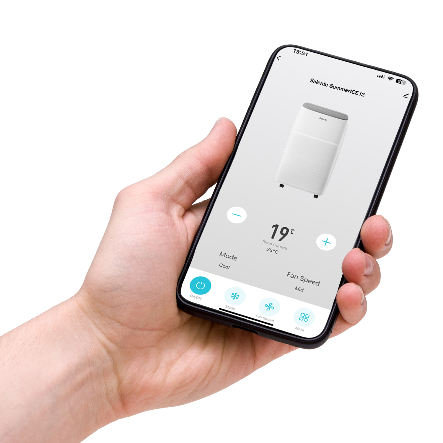 Obrázek Salente SummerICE12, chytrá mobilní klimatizace, 12000 BTU, WiFi+Bluetooth, dálk. ovl.