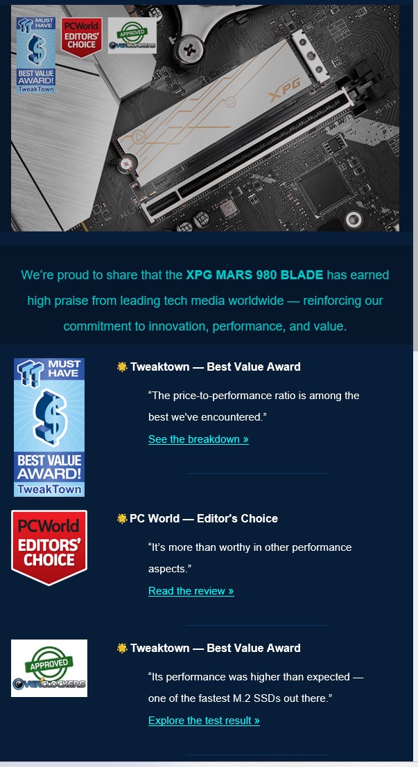 Obrázek ADATA SSD 2TB XPG MARS 980 BLADE  Gen5x4