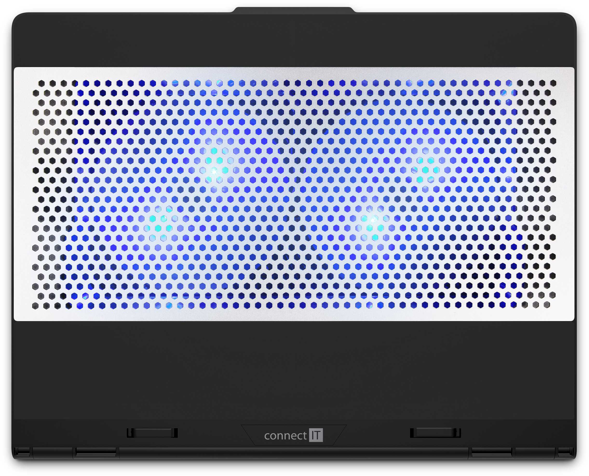 Obrázek CONNECT IT FrostBlast chladicí podložka pod notebook s modrým podsvícením, ČERNÁ
