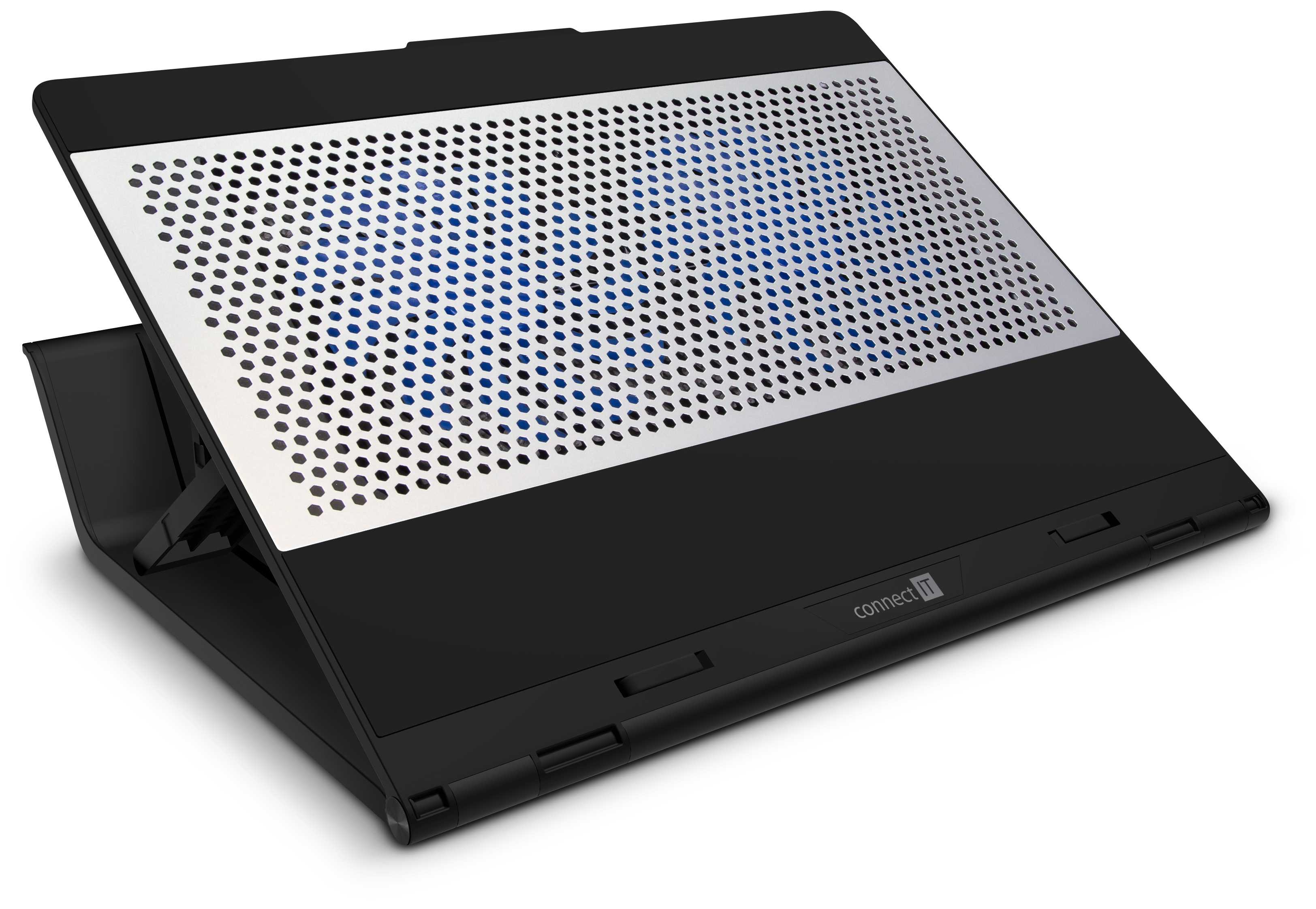 Obrázek CONNECT IT FrostBlast chladicí podložka pod notebook s modrým podsvícením, ČERNÁ