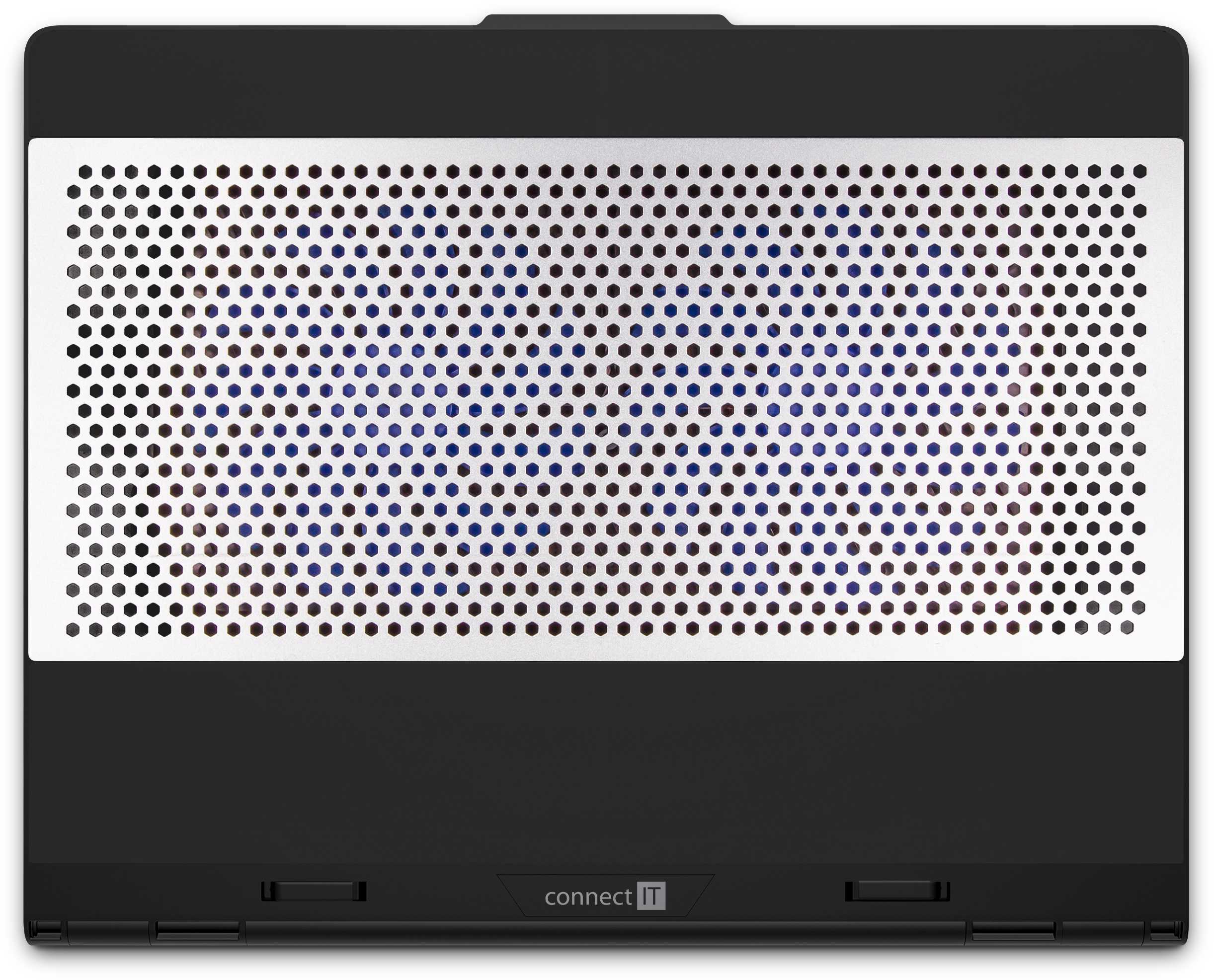 Obrázek CONNECT IT FrostBlast chladicí podložka pod notebook s modrým podsvícením, ČERNÁ