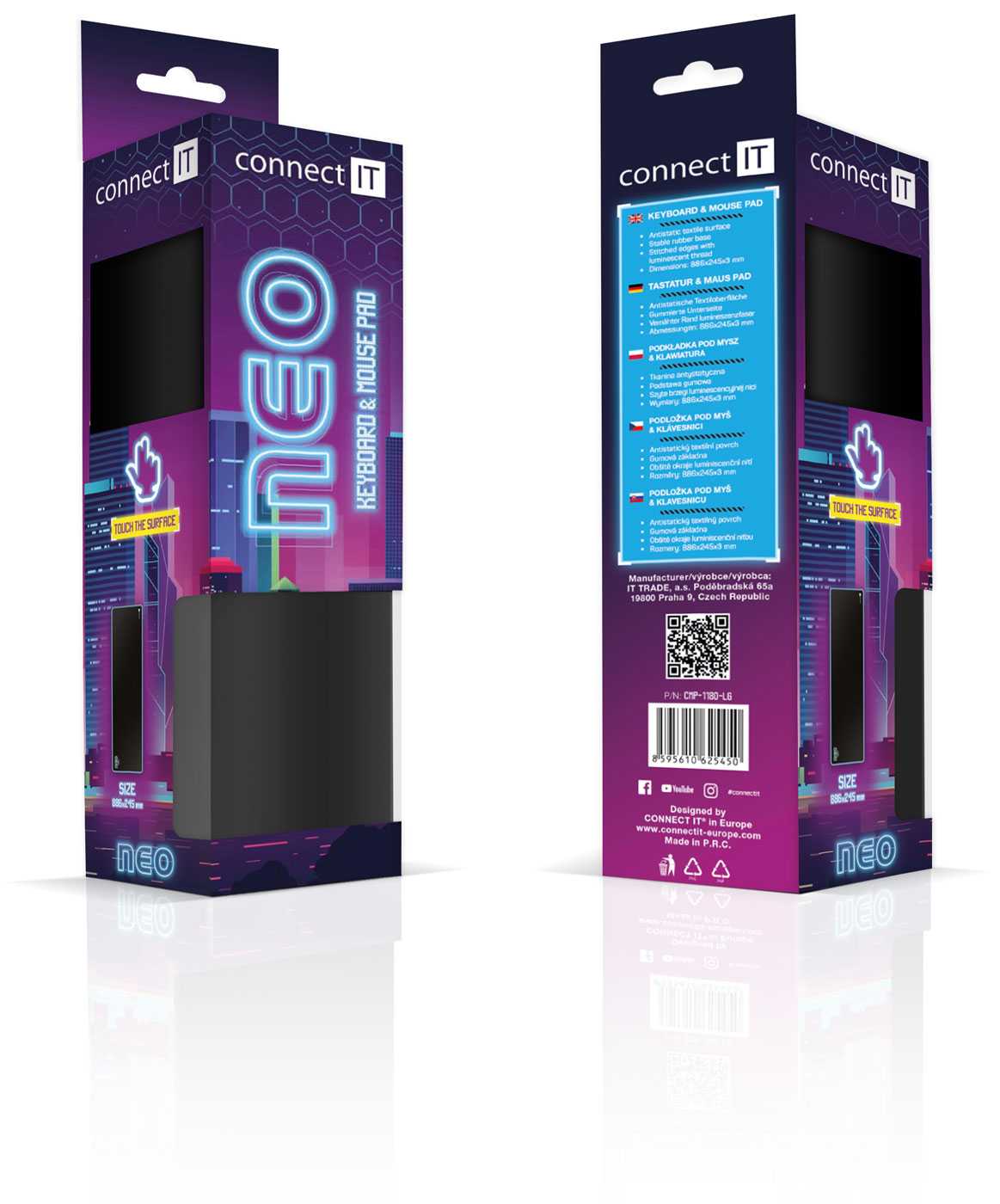 Obrázek CONNECT IT NEO podložka, svítící, vel. L