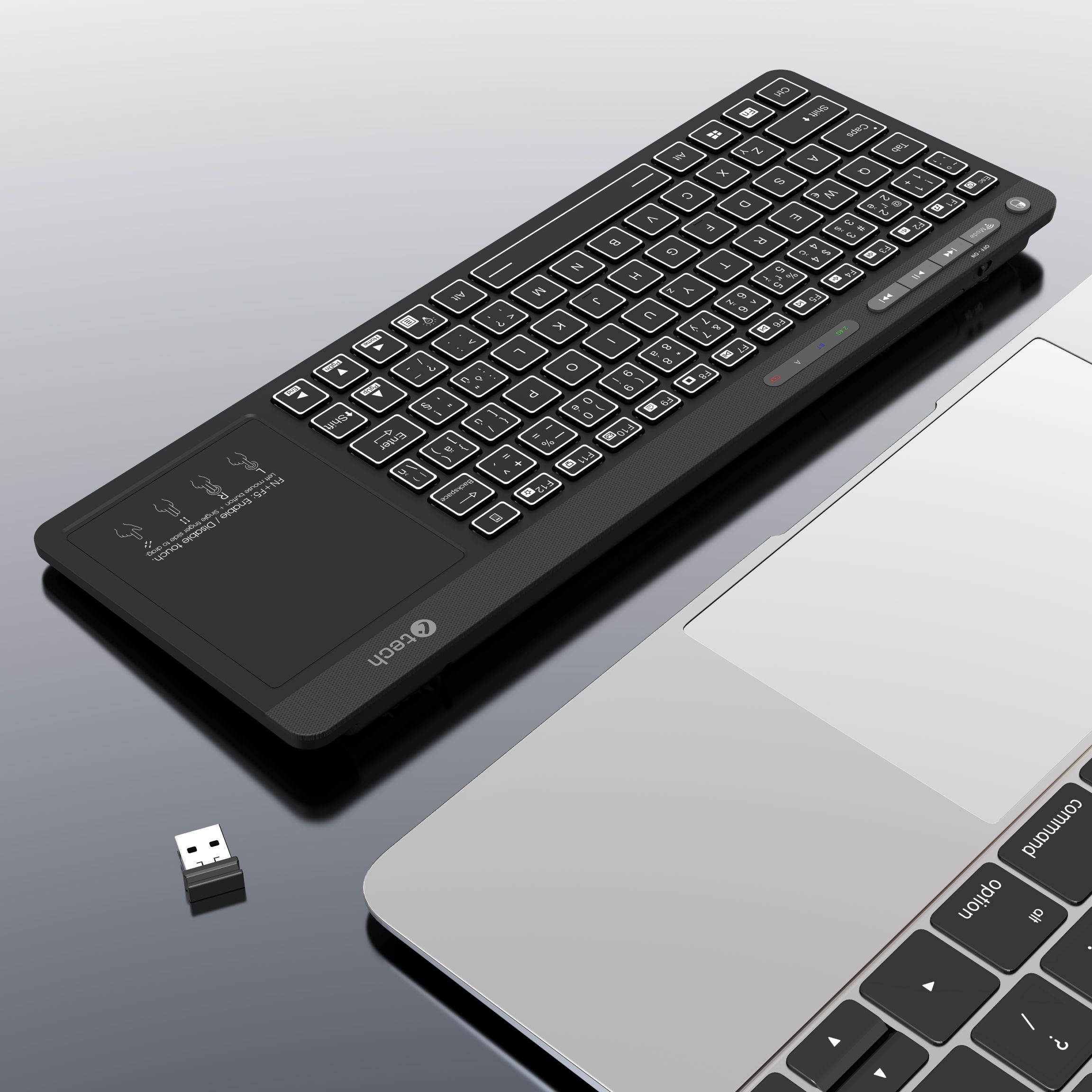 Obrázek Klávesnice C-TECH WLTK-03, Dual, Touchpad