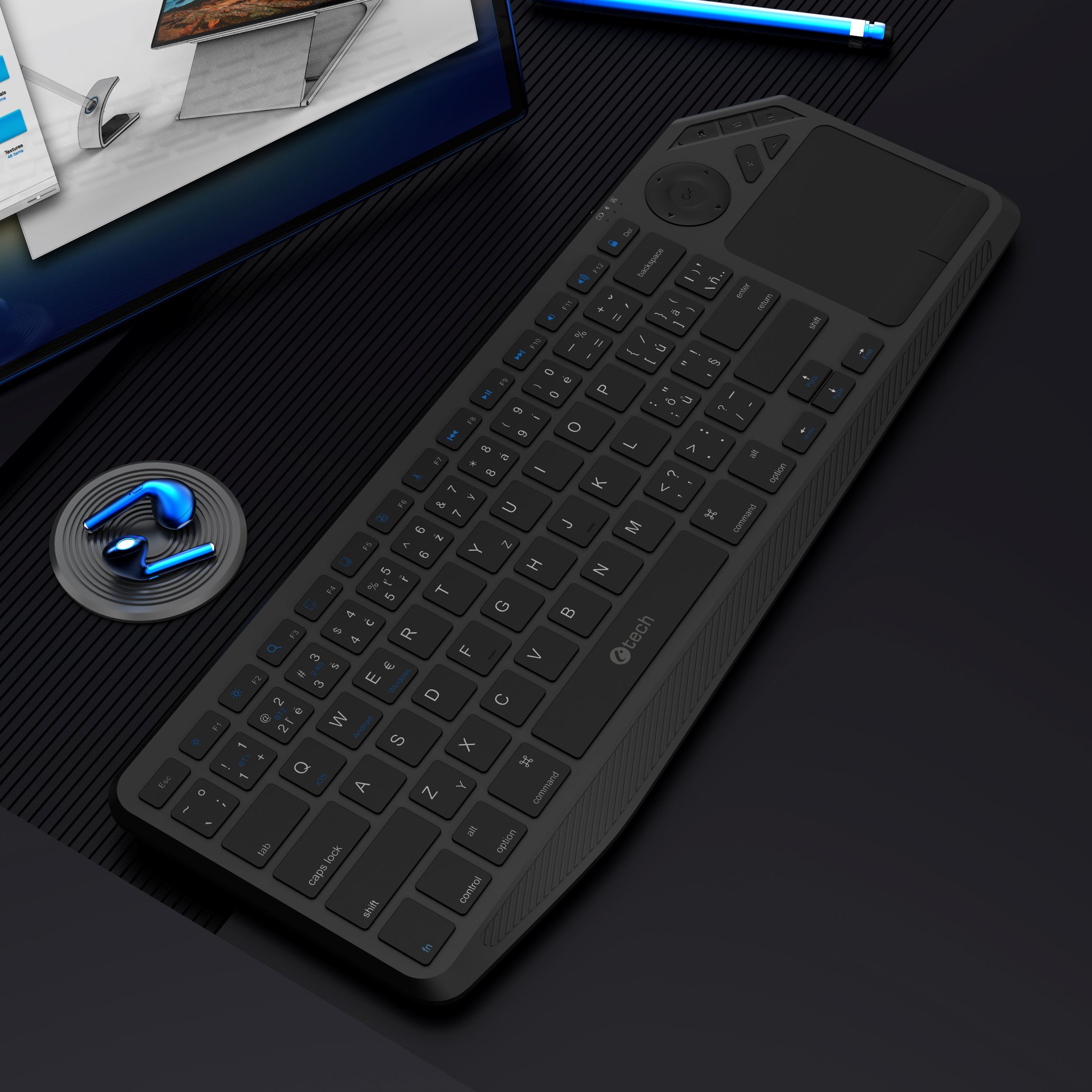 Obrázek Klávesnice C-TECH WLTK-02, Dual, Touchpad
